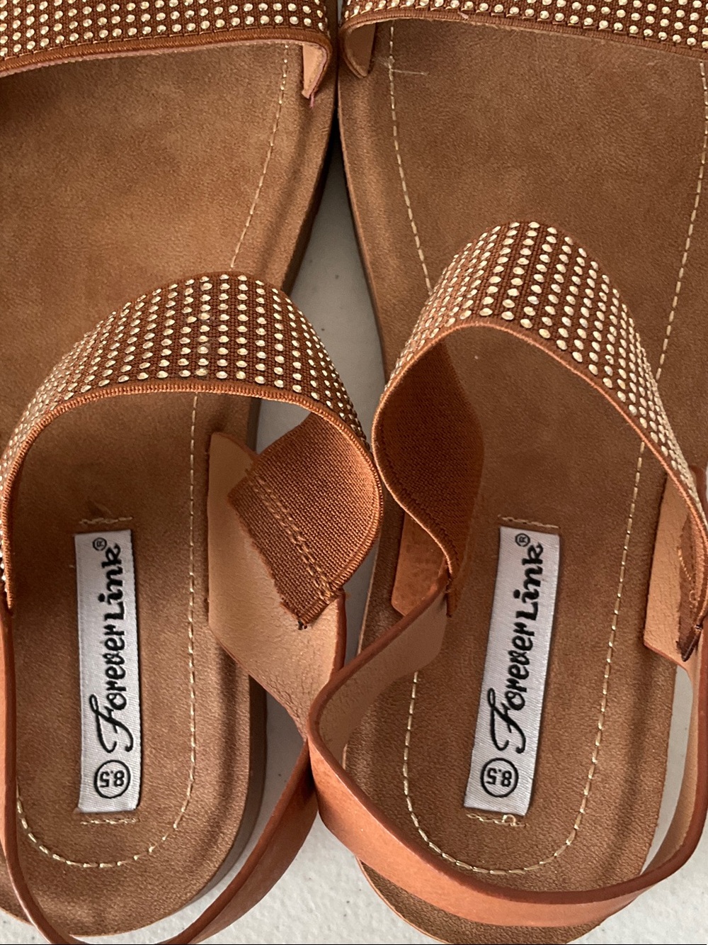 Forever Link Brown Studded Slingback Sandals - Picture 3 of 5
